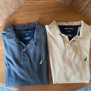 Lot of 2 Nautica Polo Shirts in size Large-Gray & Tan